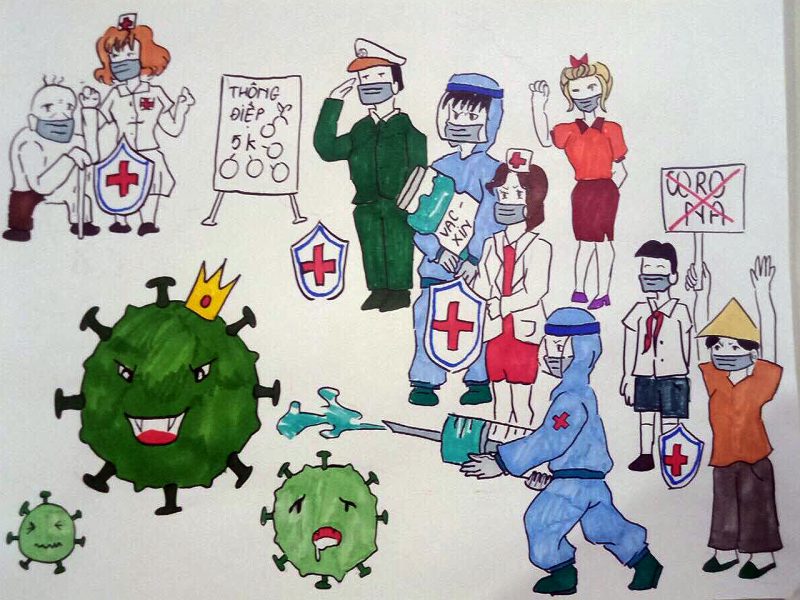 Vẽ tranh vững tin Việt Nam chống lại virus