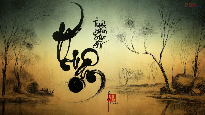 ảnh chữ nhẫn và phong cảnh làng quê