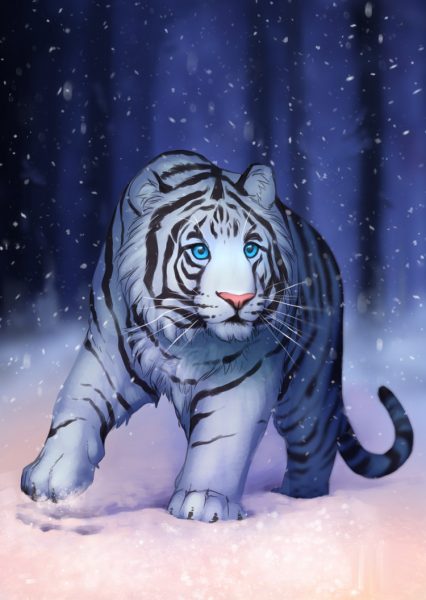 Hình ảnh một con hổ bối rối khi trời có tuyết