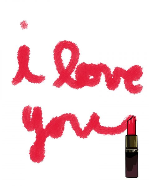 Ich liebe dich mit Lippenstift gezeichnetes Bild