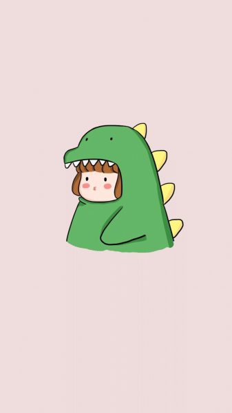 ảnh khủng long và cô bé cute