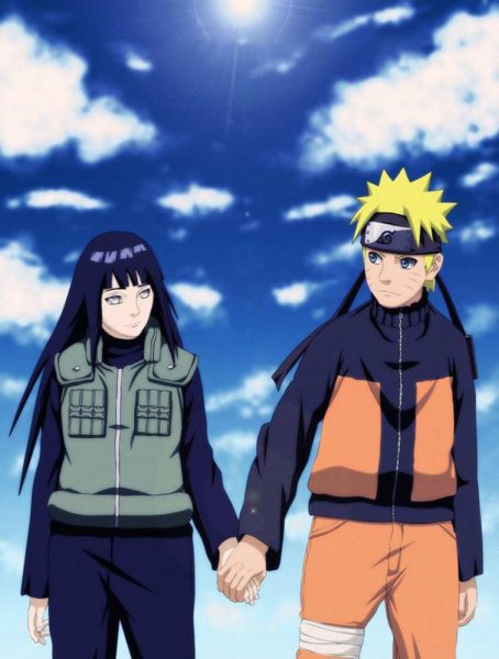 ảnh Naruto và Hinata cầm tay nhau dưới trời xanh