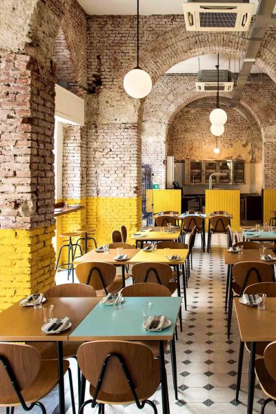 Hình ảnh quán cafe họa tiết tường gạch
