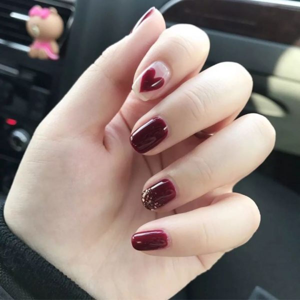 Hình mẫu nail màu đỏ đáng yêu cho học sinh