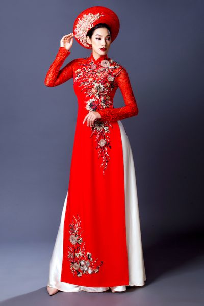 Mẫu áo dài cưới ấn tượng