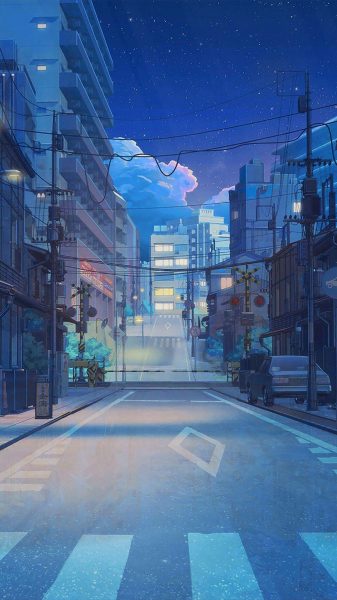 ảnh anime phong cảnh con phố yên tĩnh