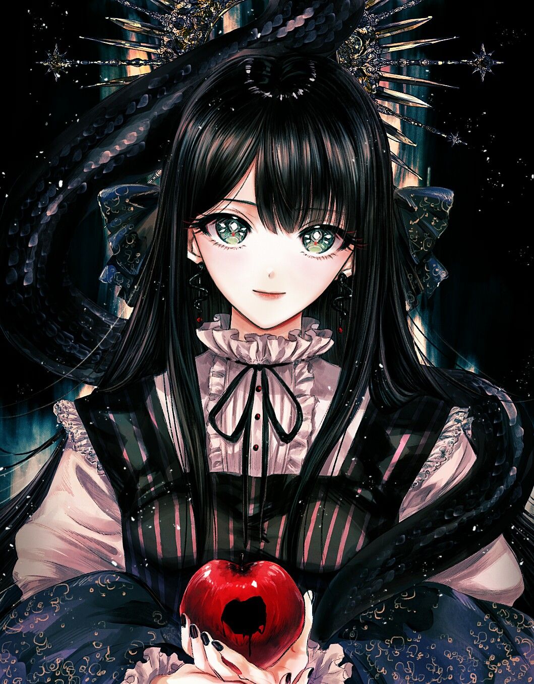 Nữ nhân vật với mái tóc đen dài đẹp mê hồn trong anime, khiến bạn không thể rời mắt khỏi bức tranh này. Hãy xem và đắm chìm vào thế giới của cô nàng với mái tóc đen đầy cuốn hút!