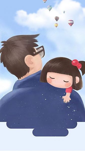 ảnh cha và con gái ngủ gật trên lưng