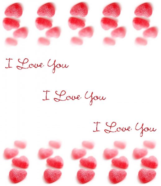 Das Bild „Ich liebe dich“ wird dreimal wiederholt