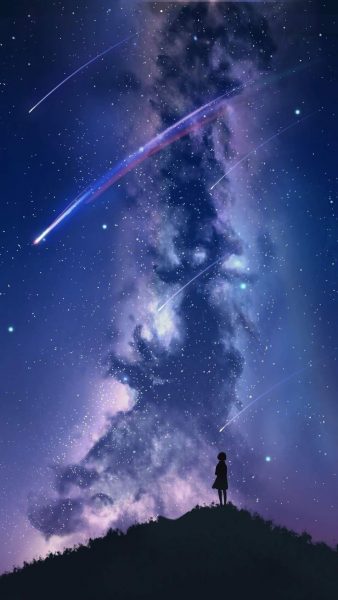 hình ảnh bầu trời đêm anime và sao băng