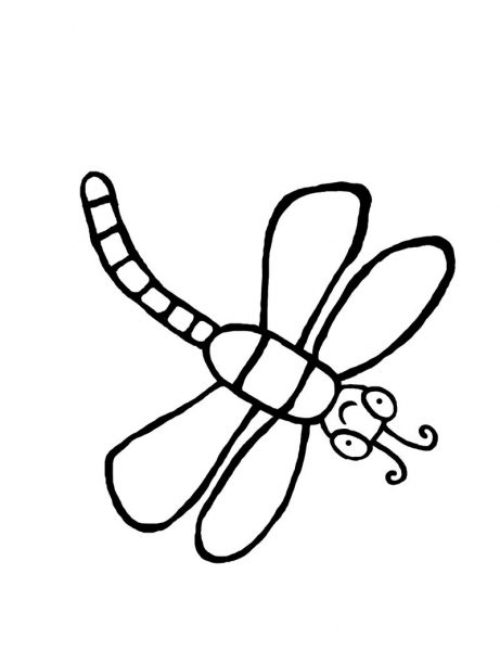 Hình vẽ con chuồn chuồn cho cây tô màu