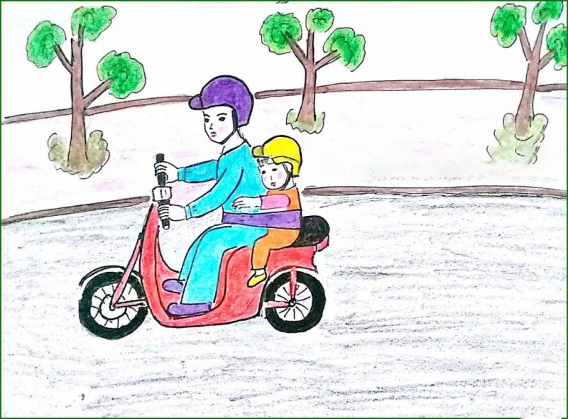 vẽ người đi xe máy