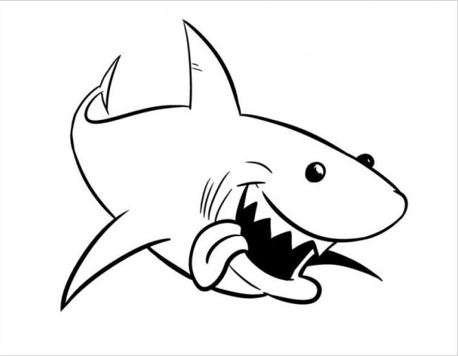 Tranh tô màu con cá mập thè lưỡi
