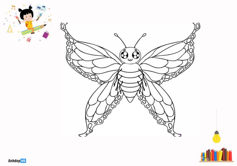 Bộ 21 tranh tô màu con bướm đơn giản và đẹp nhất cho bé