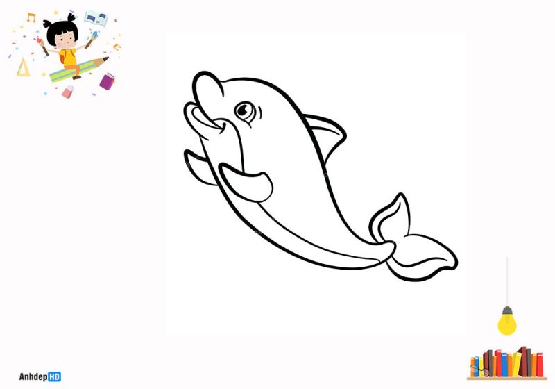 [Hướng dẫn] Tranh Tô Màu Con Cá Heo Đơn Giản, Đẹp Cute Tặng Bé Yêu