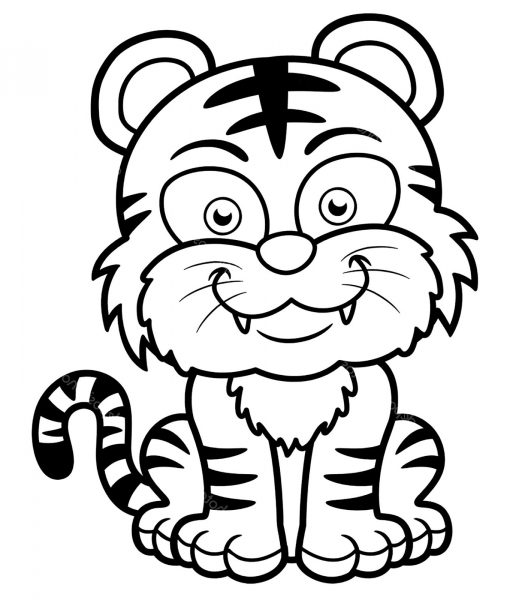 Tranh tô màu con hổ hoạt hình