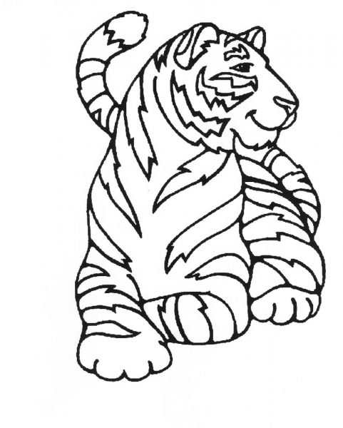 Tranh tô màu con hổ ngồi