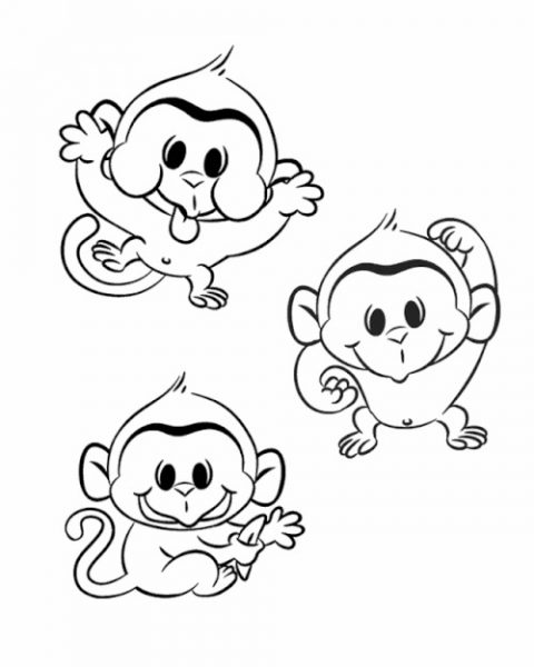 Tranh tô màu con khỉ với nhiều biểu cảm khác nhau