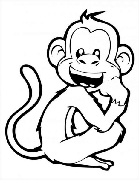 Tranh tô màu con khỉ cười