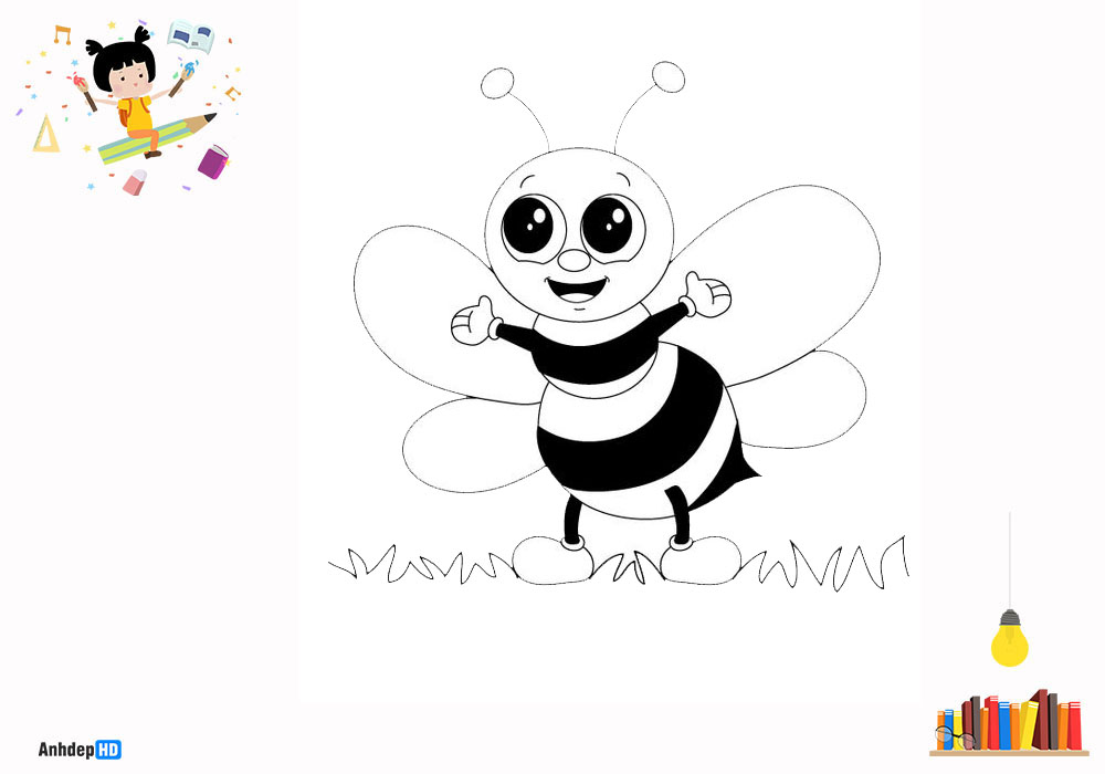 Bộ sưu tập tranh tô màu con ong đẹp cho bé  Tranh Tô Màu cho bé