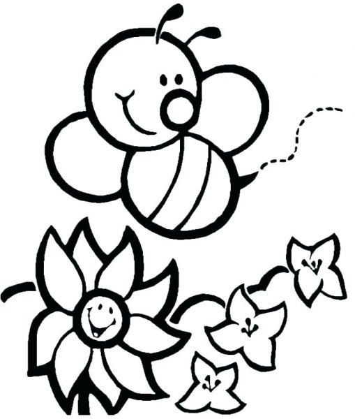 Tranh tô màu con ong bay giữa vườn