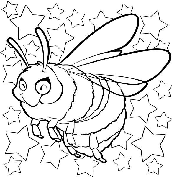 Trang tô màu với những con ong và ngôi sao