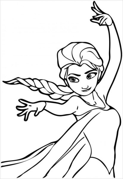 Tranh tô màu công chúa Elsa đang tập luyện