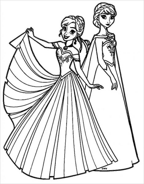 Tranh tô màu công chúa Elsa mặc váy lộng lẫy