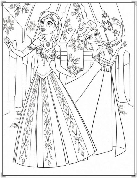 Tranh tô màu công chúa Elsa trong lâu đài