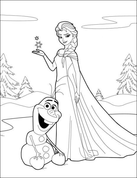 Tranh tô màu công chúa Elsa và người tuyết