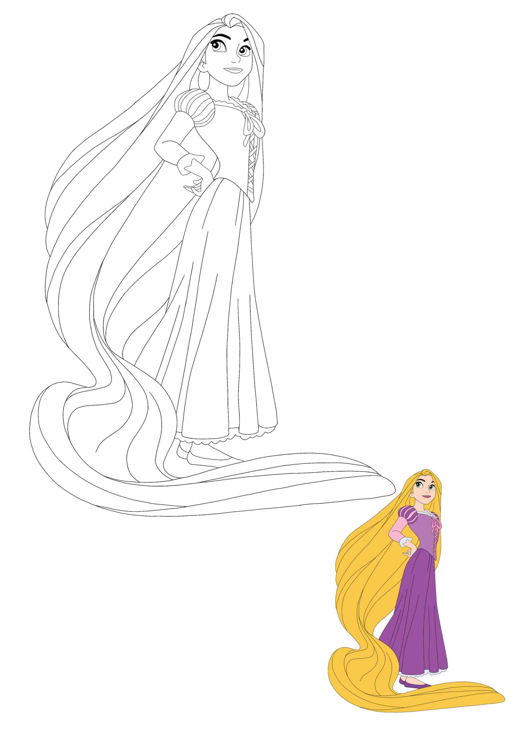 Vẽ công chúa Tóc Mây tô màu cho bé Dạy bé vẽ tô màu Glitter Rapunzel  princess drawing and coloring  YouTube