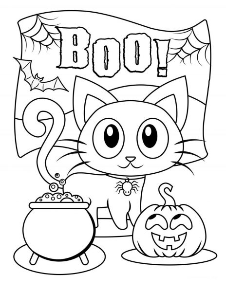 Tranh tô màu Halloween Boo dễ thương