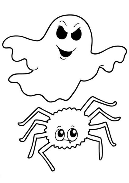 Tranh tô màu Halloween về con nhện