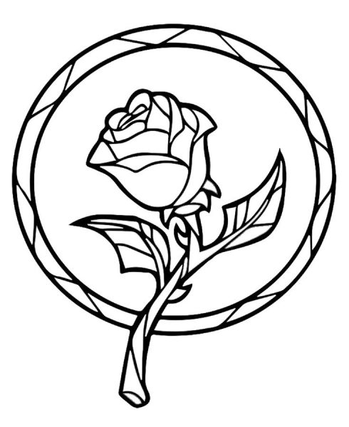 Trang tô màu với hoa hồng và gương
