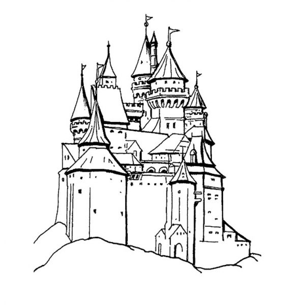 Lâu đài nhìn từ phía sau trang tô màu