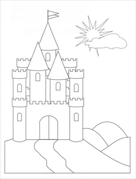 Tranh tô màu tòa lâu đài nhìn từ trên cao