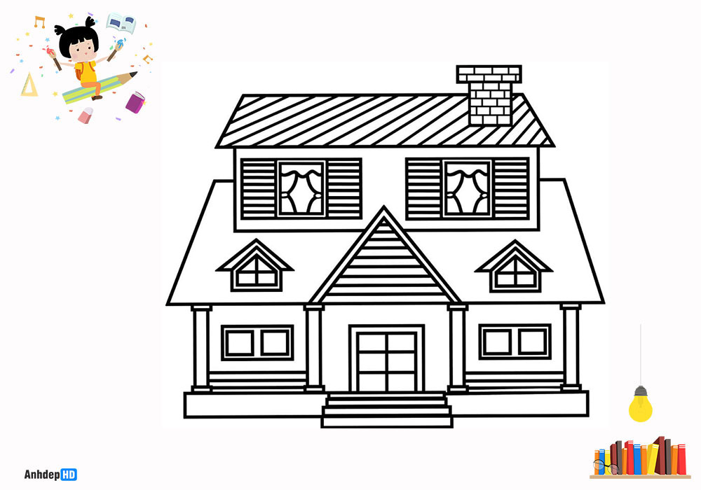 Tranh tô màu ngôi nhà cho bé 4 tuổi Bộ sưu tập hình ảnh tô màu ngôi nhà cho  trẻ