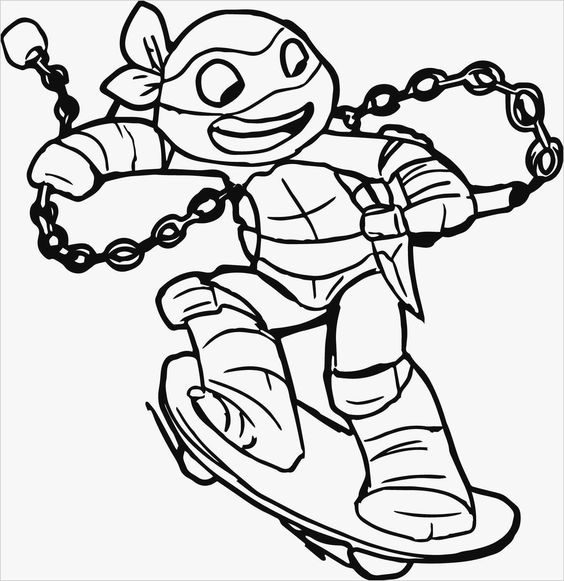 Trang tô màu Ninja rùa đột biến tuổi teen trượt ván