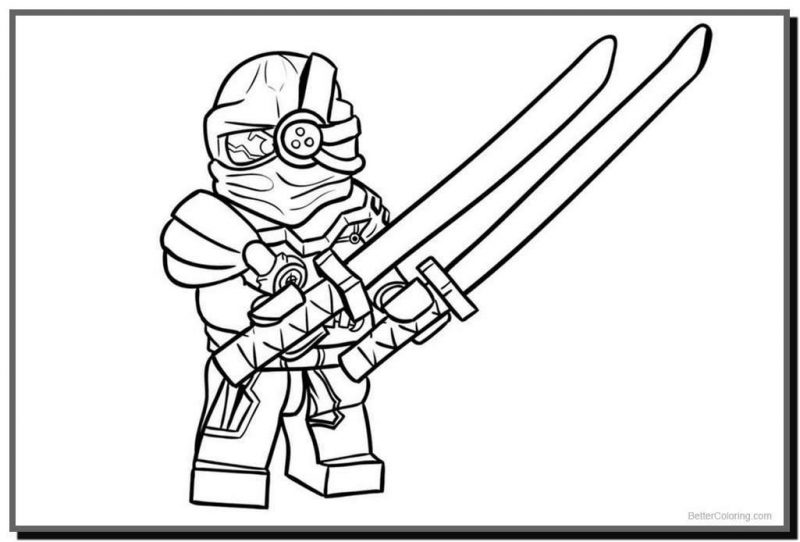 Tranh tô màu Ninjago tay cầm kiếm