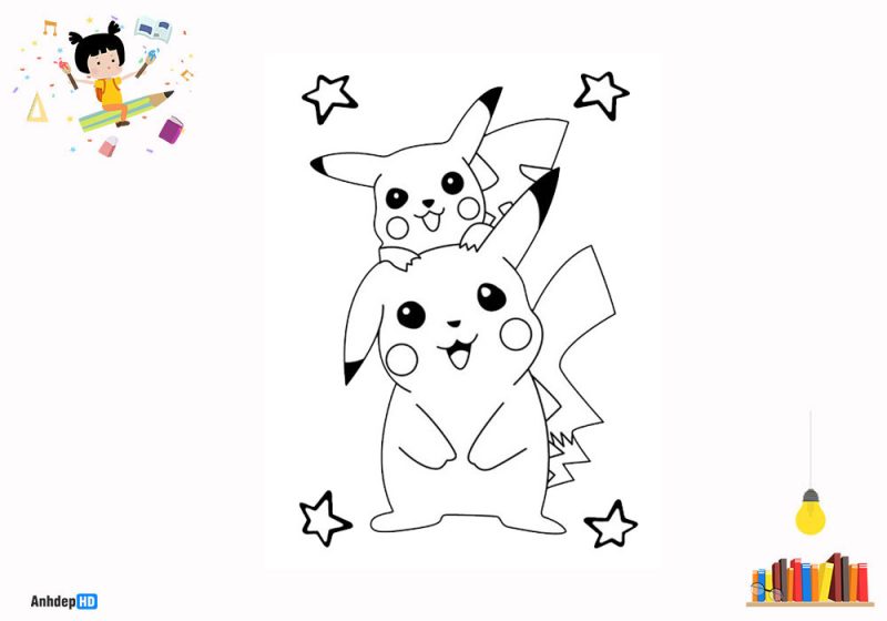 200 Tranh tô màu Pikachu cute dễ thương đẹp và đáng yêu  TH Điện Biên  Đông