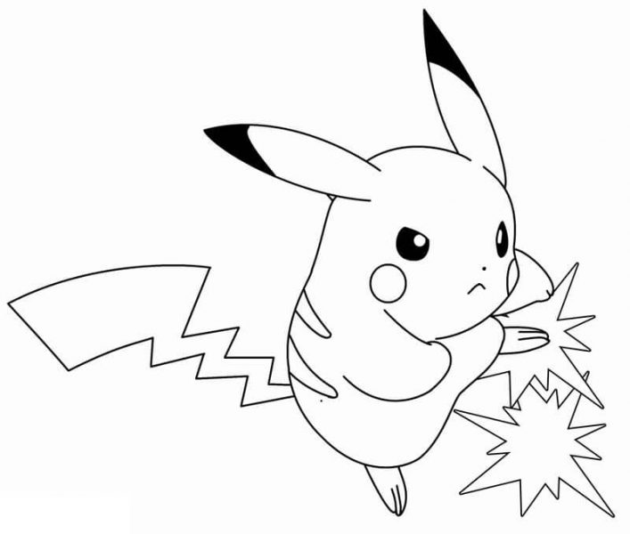 tranh tô màu pikachu giận dữ