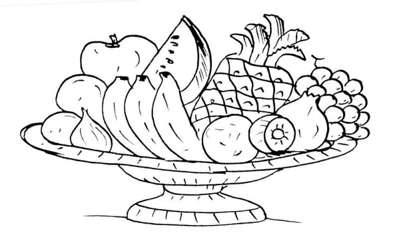 Tô màu hình minh họa quả dưa hấu trên đĩa ngũ quả
