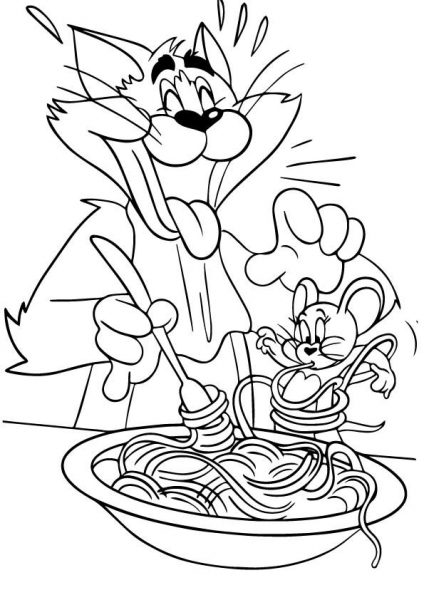 Tranh tô màu Tom và Jerry với tô mì
