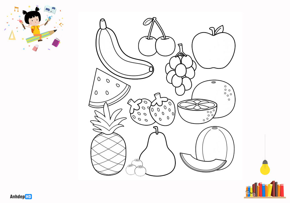 Tuyển tập 20 mẫu tranh tô màu quả Chuối bé nào cũng thích mê