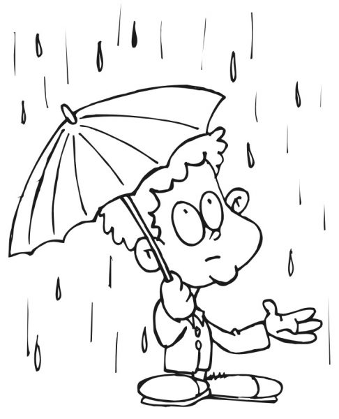 Tranh tô màu cơn mưa cho bé hoạt hình
