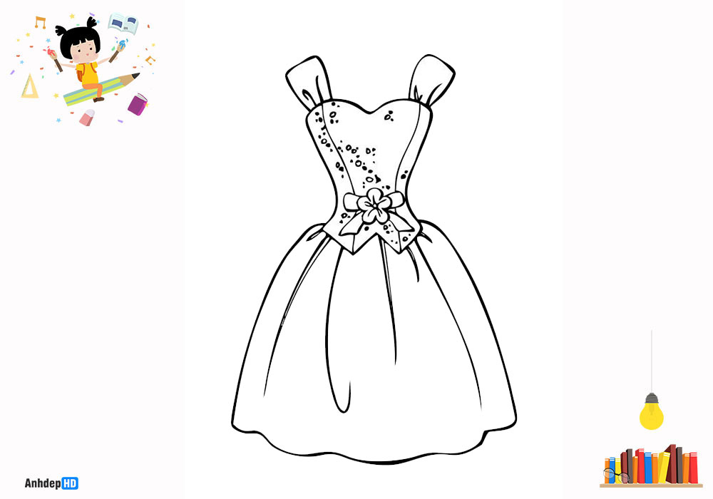 Bộ sưu tập tranh tô màu váy công chúa cho bé gái