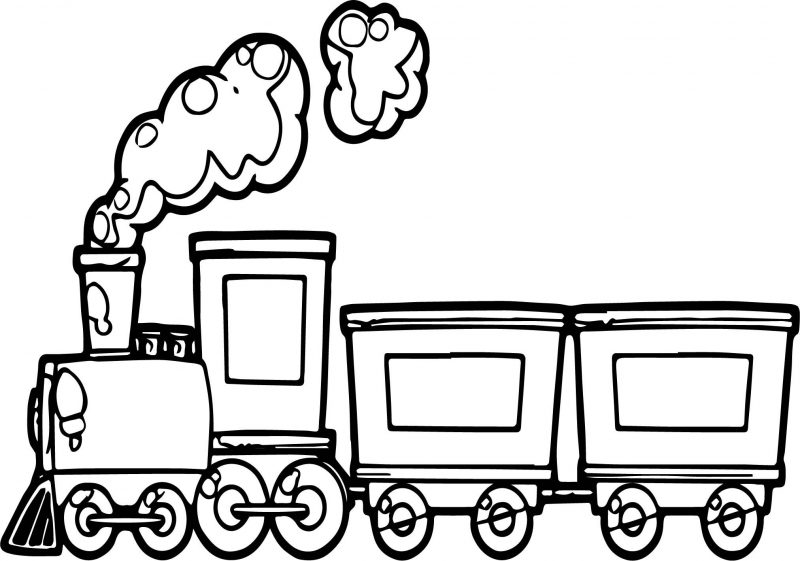 Bức tranh màu về một đoàn tàu tỏa ra nhiều khói