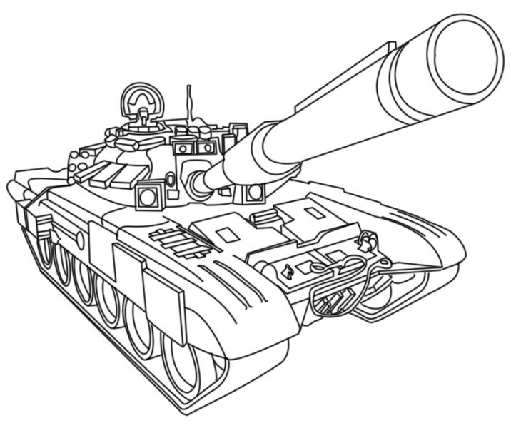 Tranh tô màu cận cảnh chiếc xe tăng