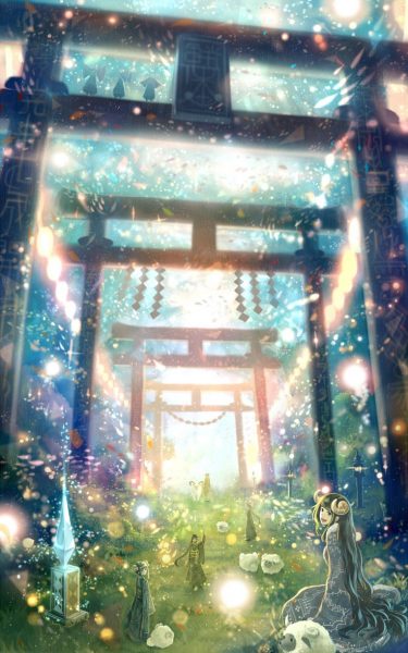 ảnh anime phong cảnh cổng đền