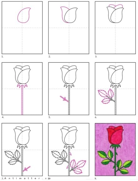 Hướng dẫn bé vẽ hoa hồng cực kỳ đơn giản  Dạy con kiểu nhật